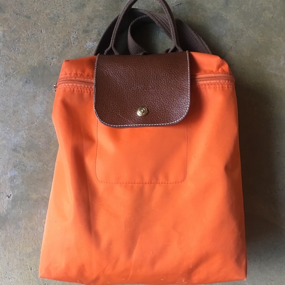 orange longchamp backpack